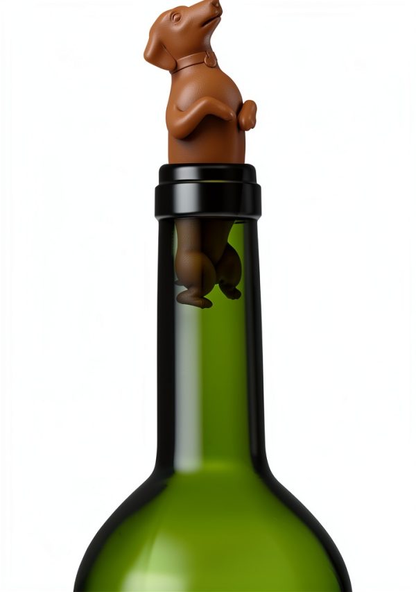 Wine Stopper Genuine Fred Silicone Dog Design 3 Inch Brown-2