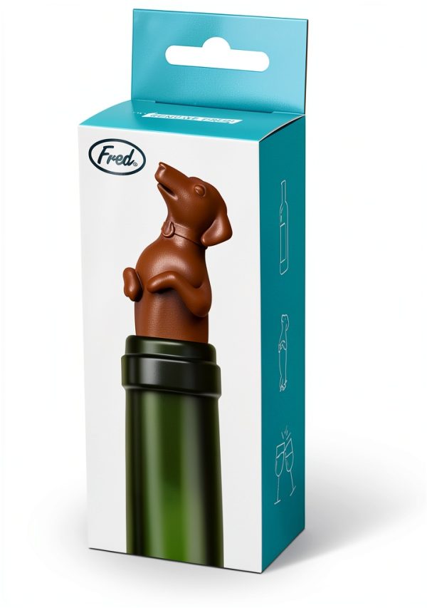 Wine Stopper Genuine Fred Silicone Dog Design 3 Inch Brown-5