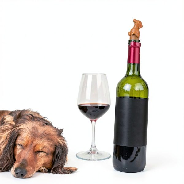 Wine Stopper Genuine Fred Silicone Dog Design 3 Inch Brown-4